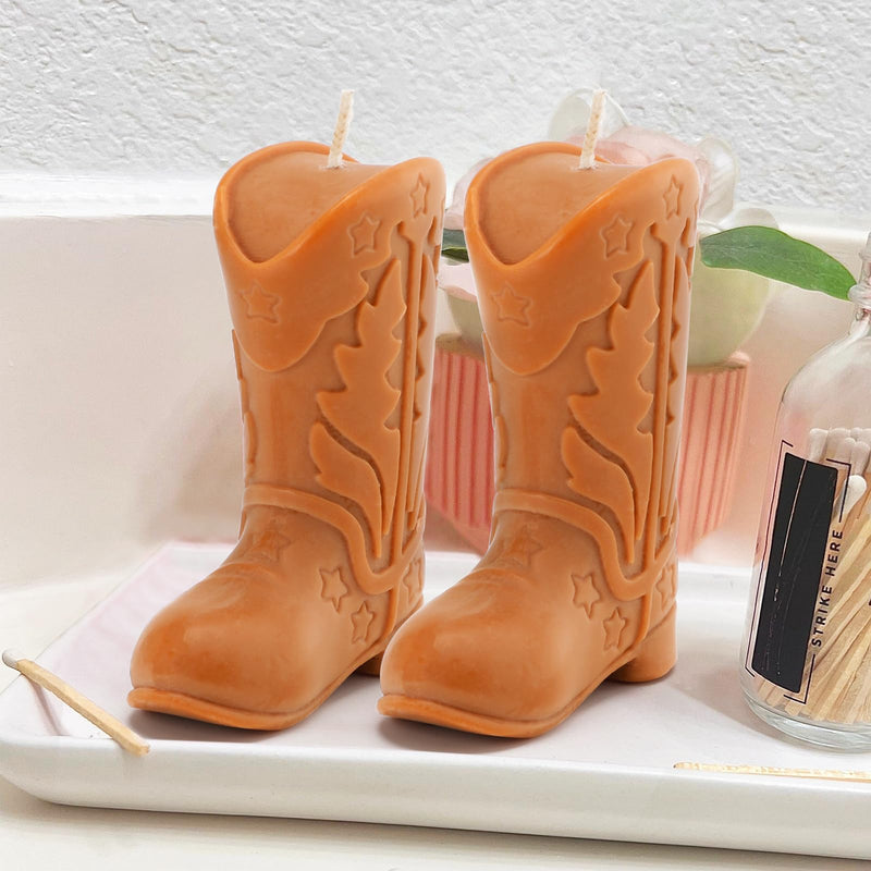 Tuitessine Cowgirl Gifts Novelty Boot Candle Cowboy Decorative Candles Natural Soy Wax Brown Lavender Scented Cute Western Home Bedroom Valentines Day Decor Birthday Women Presents 2PCS