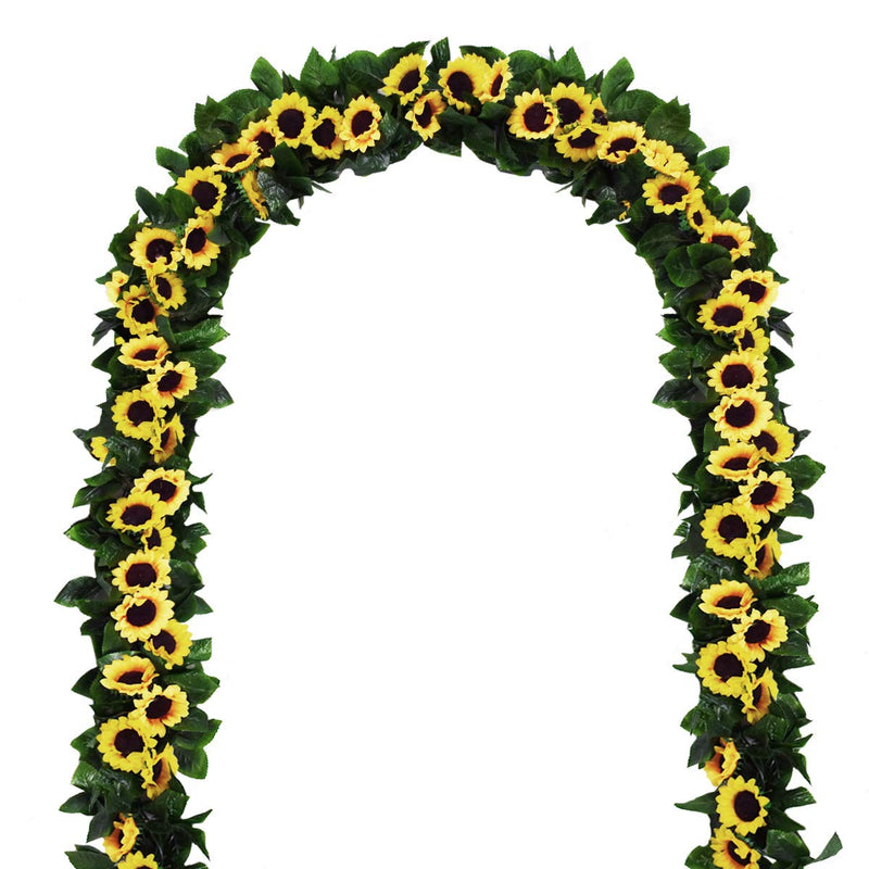 2 Pack Artificial Sunflower Garland Silk Sunflower Vine Artificial Flowers with Green Leaves Table Decor