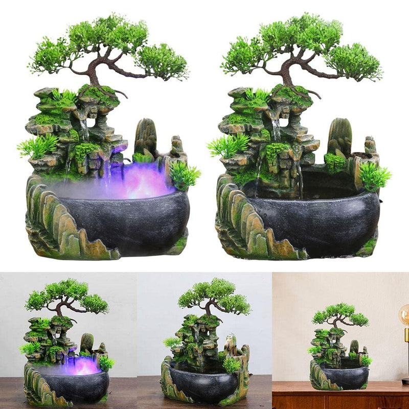 CALANDIS® Table Fountain Rockery Landscape Bonsai Statue Spray Water Fountain No Fog | Resin