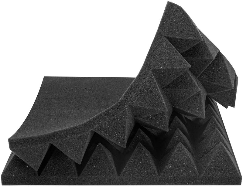 Deevine Craft Acoustic Panels, 2" X 12" X 12" Acoustic Foam Panels, Studio Wedge Tiles, Sound Panels Pyramid Soundproof Sound Insulation Absorbing Home and Office (Pack of 03, Black)