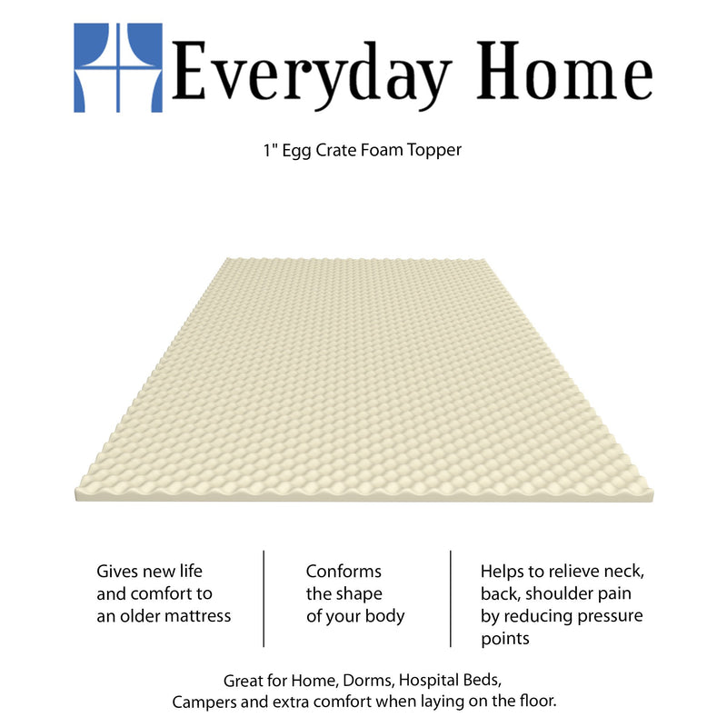 Everyday Home Egg Crate Ventilated Foam Mattress Topper, Twin/X-Large