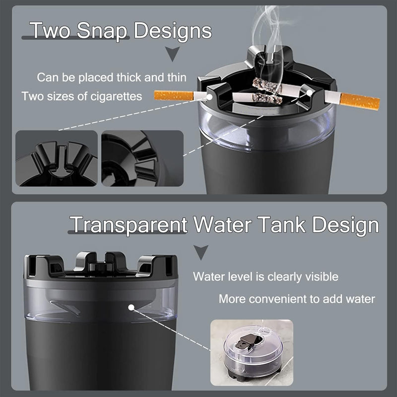 SOCATHEY Car Cigarette Ashtray with Lid & Water Tank - Portable Detachable Vehicle Ashtray Cigarette Ashtray Windproof Creative Ashtray With Funnel for Outdoor Travel or Home Office.2024