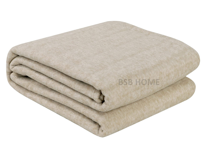 BSB HOME® All Season Warm and Hot Glacial Wool/Polar Fleece Blanket, Single (90x60 inches, 5X7 feet Beige/Cream/Skin Colour)