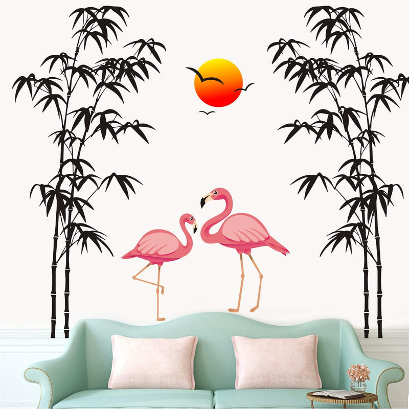 WALLSTICKS ' Flamingo -Birds - Love - Sunrise - Bamboo - Tree - Nature - Scenic - Creative – Colourful - Wallsticker ' - WS095 (PVC Vinyl - 150 cm X 120 cm)