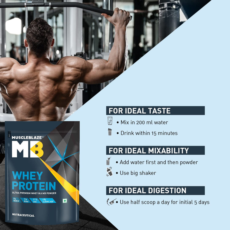 MuscleBlaze 100% Whey Protein (Rich Milk Chocolate, 1 kg / 2.2 lb, 30 Servings)