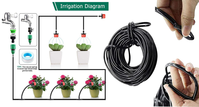 DIY Crafts Drip Irrigation Irrigation 8/11mm Hose 3/8 Inch Drip Garden Hose Watering and Irrigation Agriculture Pipe for Your Gardening Filers DIY Works (2 Mtr Meter, Black)