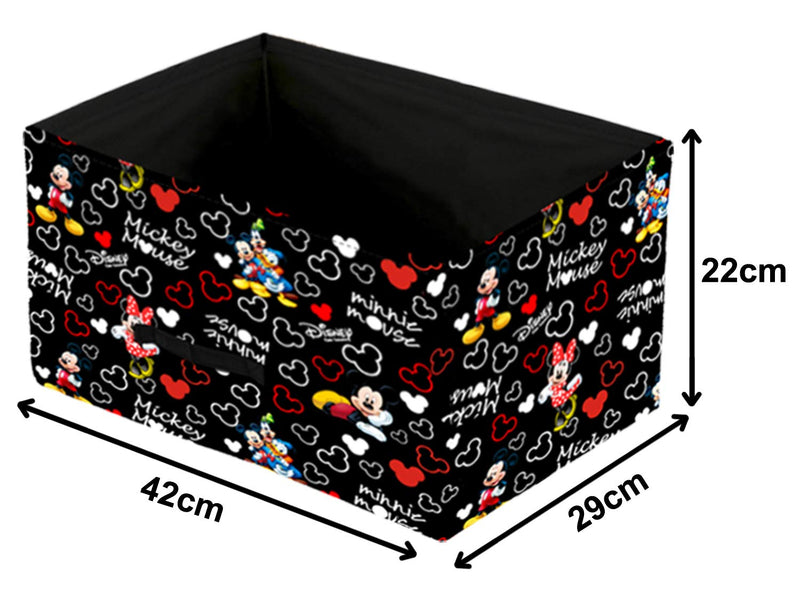 Kuber Industries Disney Mickey Print Non Woven Fabric Modular Closet Organizer Box with Handle for Cube Storage Units in Closet Set Of 3(Black)-KUBMART16029