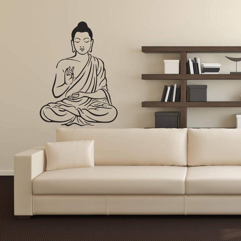 DECOR KAFE Meditating God Buddha Wall Stickers PVC Vinyl, (70CmX 52Cm)