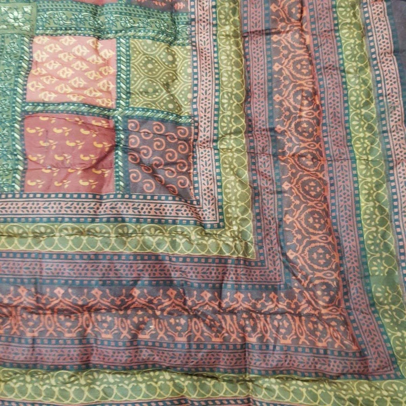 SVT Rajasthani Traditional Jaipuri Single Razai/Quilt/Blanket/ac Comforter (Multi Maroon, Single)