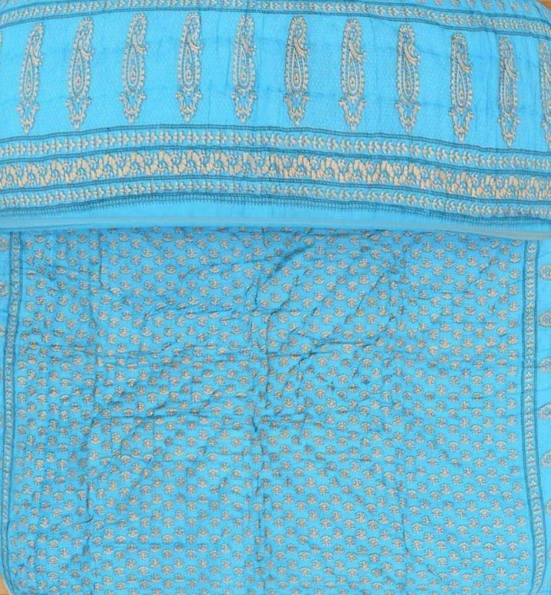 Rajasthan Emporium and Handicrafts Cotton 120 TC Quilt (Standard, Blue).