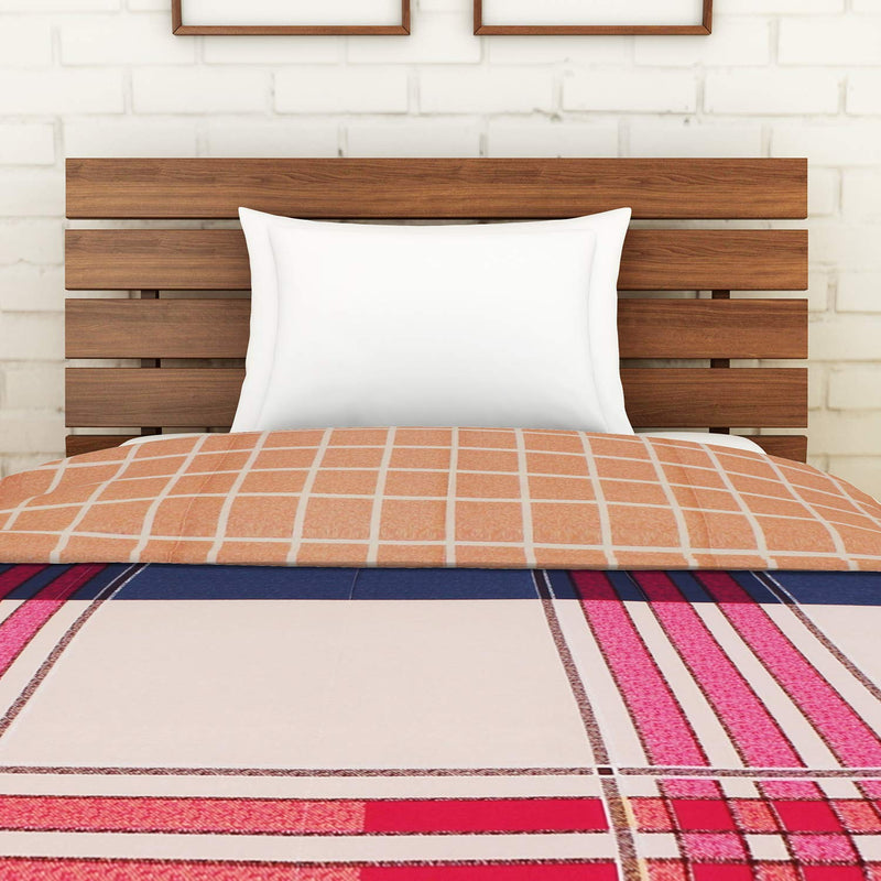 Welhome Unwinders Brown & Red Geometric 1 Single Quilt