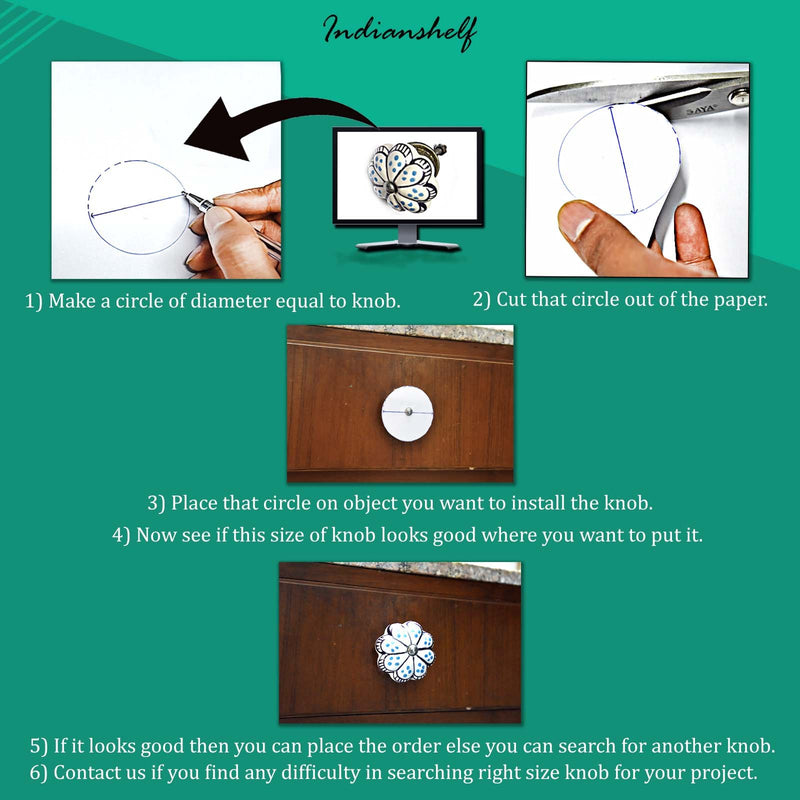 Indian-Shelf 4 Piece Cream Knobs -Resin Knobs for Drawers - Tiny Flower Cabinet Pull Handle - 3.81 cm Handle Pulls