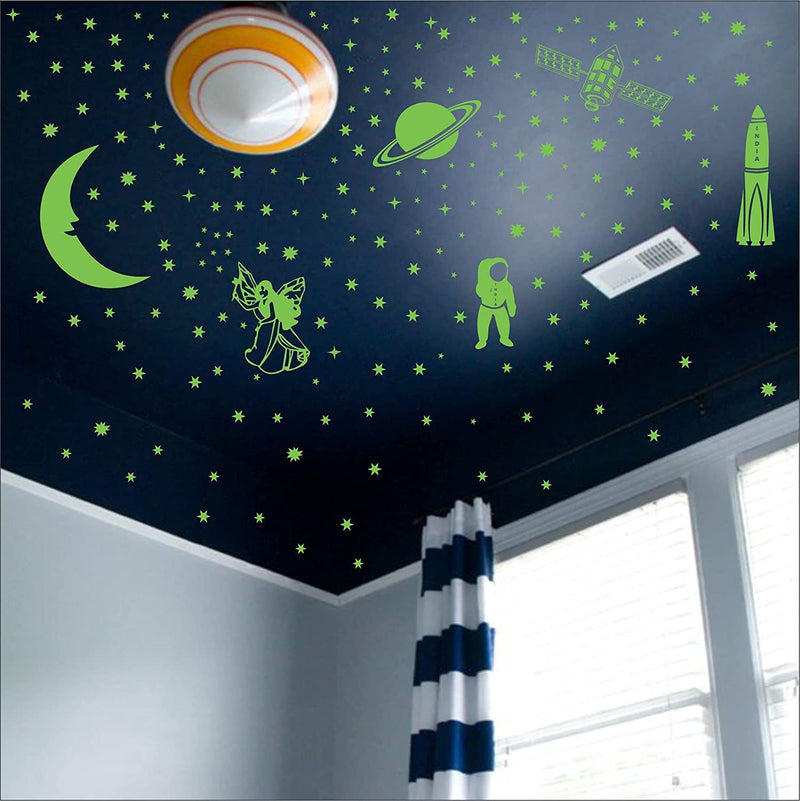 Bharat Secure Web Night Glow in The Dark, Star Astronomy Moon Wall Stickers with 199 Stars Big and Small (Radium Stickers) | Bharat Secure Web