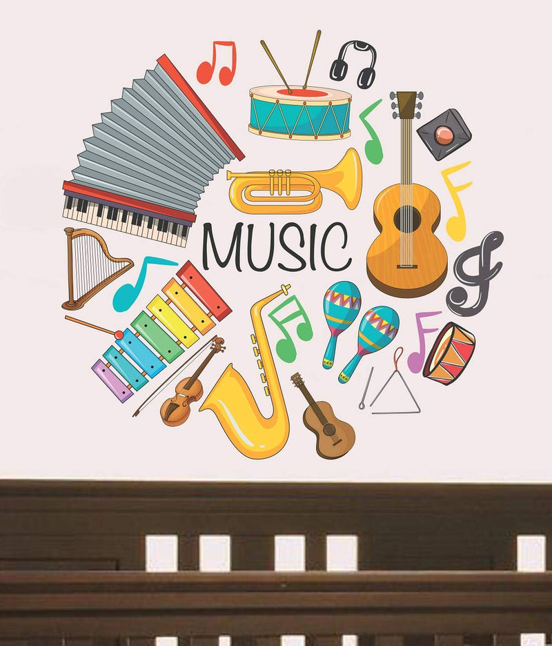 Tuffuk Music Instruments Large Vinyl Wallstickers for Home Decorations (60 cm x 60 cm) 5TZ086