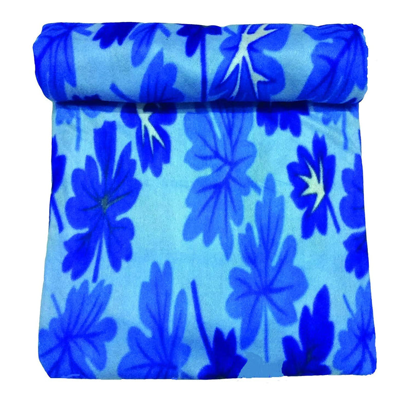 Visnik Leaf Print Woollen Quilt(Razai)/Blanket Cover( Double Bed) Blue