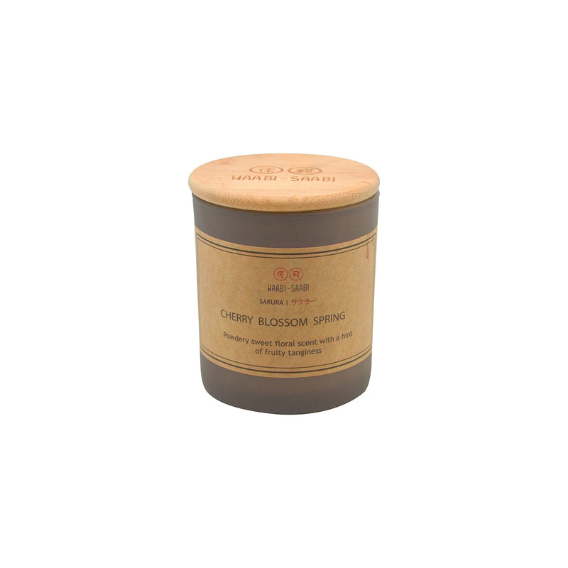 Waabi-Saabi Strong Scented Candle| Cherry Blossom Spring WS- 10056 | Sakura - サクラー| for Home Spa Office Toilets | 40 Hour Burn time | Bamboo Lid | Gifting