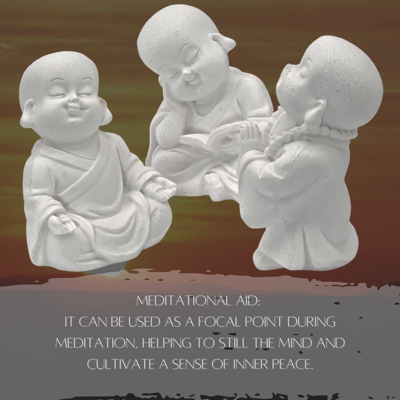 Bellaa 21178 Baby Buddha Statues Set of 3 Jizo Monks 3 inch