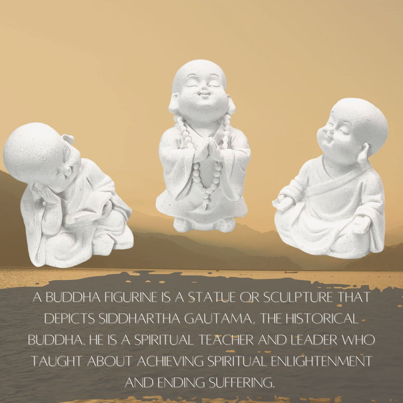 Bellaa 21178 Baby Buddha Statues Set of 3 Jizo Monks 3 inch