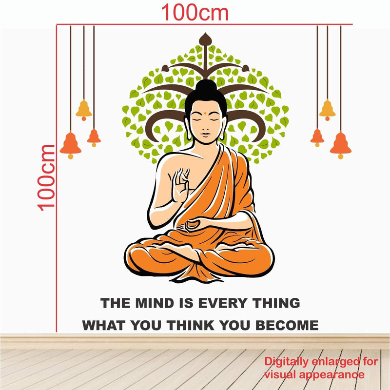 CreativeEdge PVC Vinyl Wall Sticker Buddha Quotes Motivational Design Multicolor (100 cm x 100 cm)