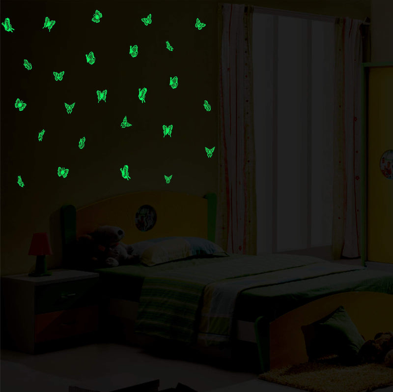 Decor kafe Glowing Butterfly Fluorescent Luminous Stickers, Night Glow Stickers Glow in Dark Stickers Kids Boys Girls