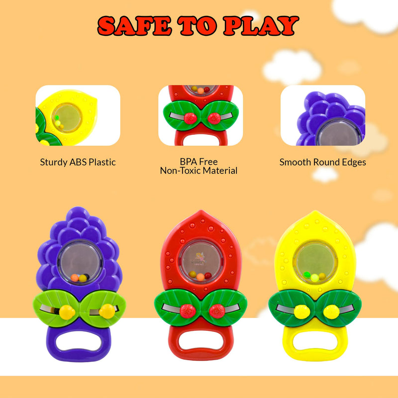 WISHKEY Plastic Colorful Non Toxic BPA Free Shake & Grab Rattles and Soothing Teethers for Babies & Infants, Early Age Toys for Kids (Pack of 13, Multicolor)