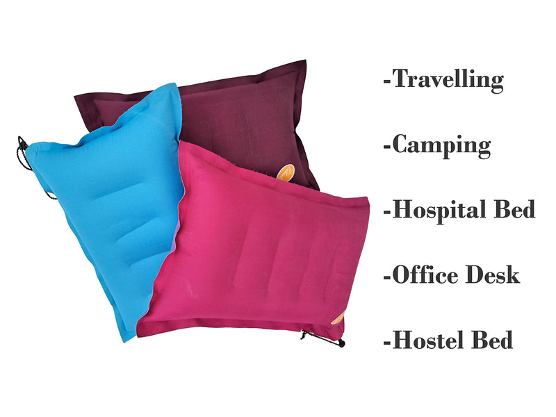 Shivam Mart Pack of 2 Cotton Fabric Travelling Pillow with Air Pump Cotton Air Pillow(Multi Color)