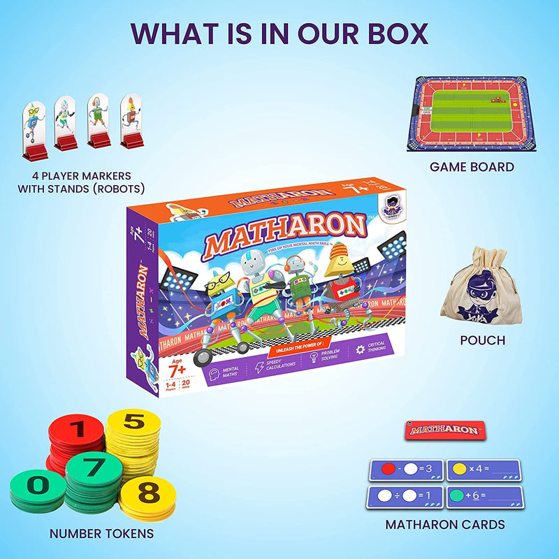 Yuka Champs Matharon - Math Based Board Games for Kids 6-12 | Master Addition, Subtraction, Multiplication & Division | Fun and Educational Games | Family time Games