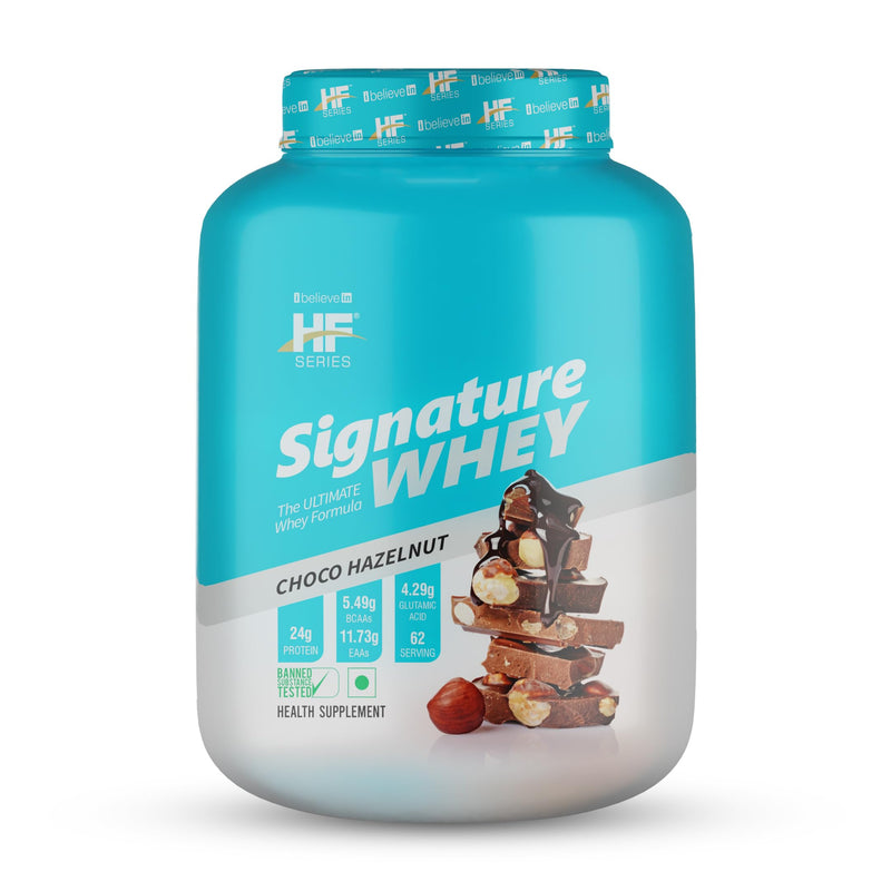 HF Series Signature Whey Protein Powder|62 servings|Build Lean and Bigger Muscle|2Kg|Flavour-Choco Hazelnut