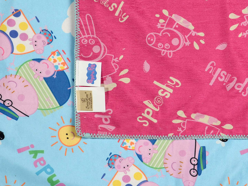 SARAL HOME EASY LIVING Velvet Peppa Pig Reversible Blanket - 125x150 cm, Turquoise