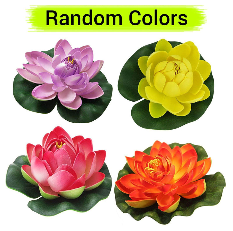 Tied Ribbons Glass Round Vessel with Faux Lotus and Natural Stones (12.49 cm x 12.49 cm x 12.49 cm), Multicolour