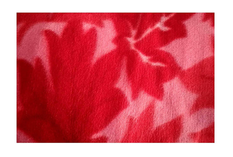 Visnik Leaf Print Woollen Quilt(Razai)/Blanket Cover( Double Bed) Red