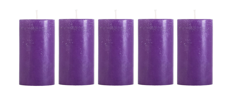 Stone & Feather Combo Pack Lavender & Mogra Aromatic Pillar Candles, Pack of 5, Burning Time- 10-12 Hours, for Home Decoration, Diwali, Christmas, Wedding, Anniversary