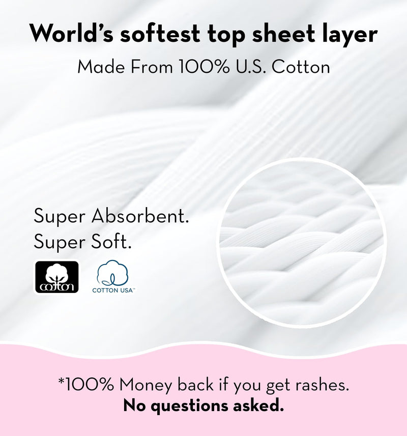 Plush Ultra-Thin Sanitary Pads For Women, 42 Cotton Sanitary Napkins | 18 Medium Flow XL + 24 Light Flow L + 4 Panty Liners For Rash Free Periods | Pure U.S. Cotton Pads