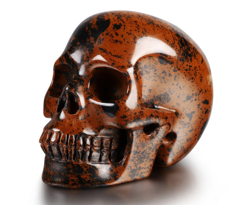 Skullis 2.0-3.0" Mahogany Obsidian Crystal Skull. Hand Carved Gemstone Fine Art Sculpture, Reiki Healing Stone Statue.