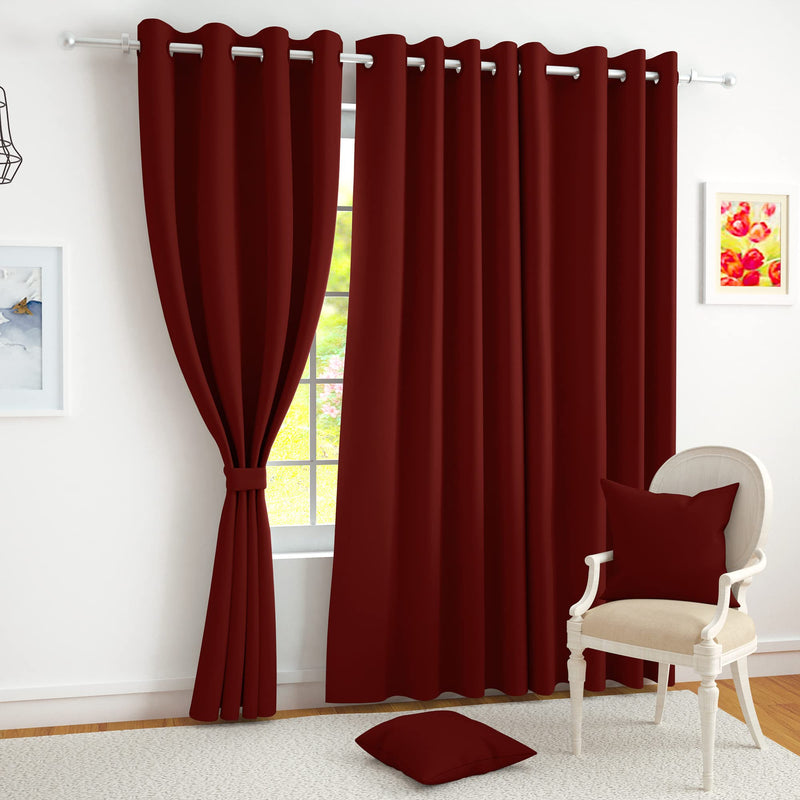 Story@Home Blackout Curtains 5 feet Long Set of 1 Room Darkening Window Curtain Plain, Maroon