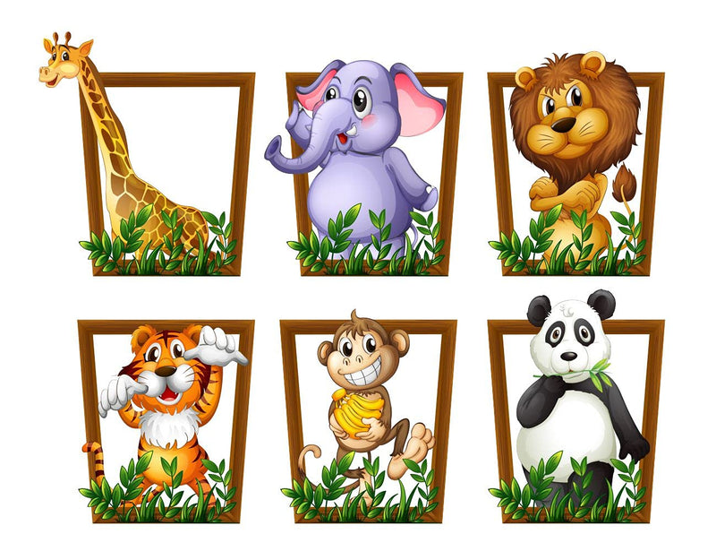 Asmi Collections Self Adhesive Animals Wall Stickers