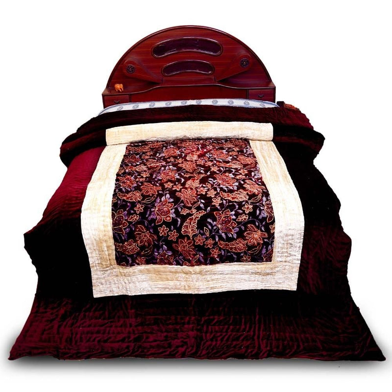 Gift And Decor Velvet Exclusive Rajasthani Rajai for Winter Jaipuri Blanket Ethnic Rajasthani Maroon Double Bed Quilt (Maroon).