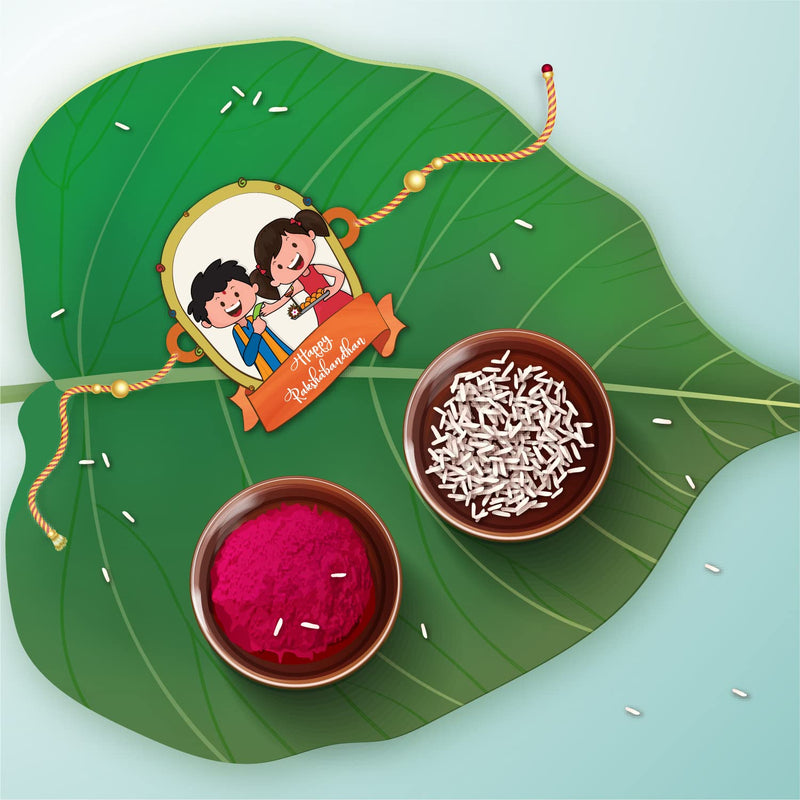 Bhai Please Happy Rakshabandhan Wooden Rakhi with Brother is Superhero Fridge Magnet (Gift Combo for Bhai / Bhaiya) | Set of 1 pc Rakhi with Roli- Chawal and Fridge Magnet