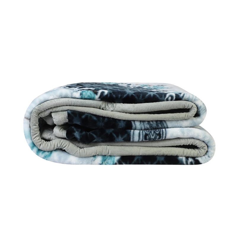 Nivasam Polyester Double Bed Blanket | Single Ply | Heavy Blanket | Perfect For Winters | 220 Cm X 275 Cm | 2.8Kg (Blue Garland), 500 TC