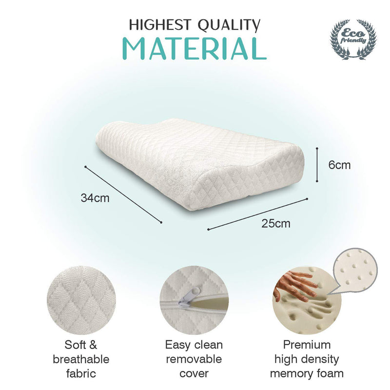 MARKET 99 Donati Memory Foam Removable Washable Organic Cotton Cover Hypoallergenic Orthopaedic Soft Sleeping Pillow for Kids Bed