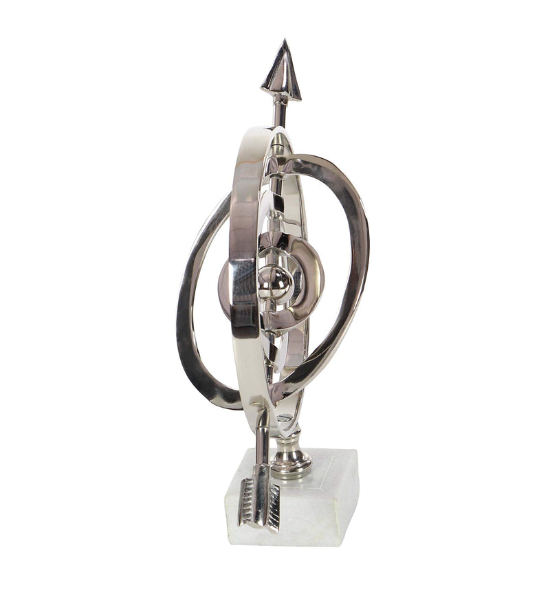 Deco 79 28534 Aluminum and Ceramic Armillary Sphere Sculpture, 13" x 7", Silver/White