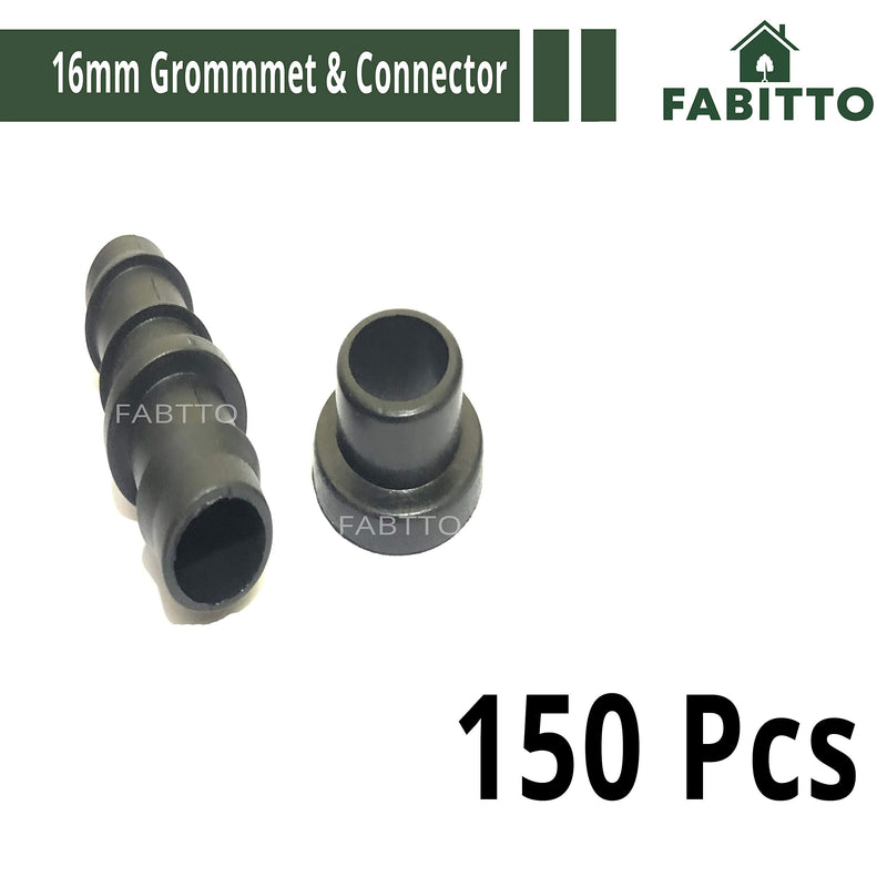 FABITTO 16mm Drip Irrigation Pipe Rubber Grommet Start Connectors Garden Watering take Off for Hose PVC Pipe Set of 150.