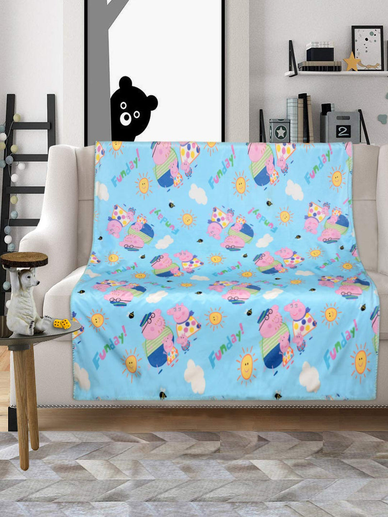 SARAL HOME EASY LIVING Velvet Peppa Pig Reversible Blanket - 125x150 cm, Turquoise