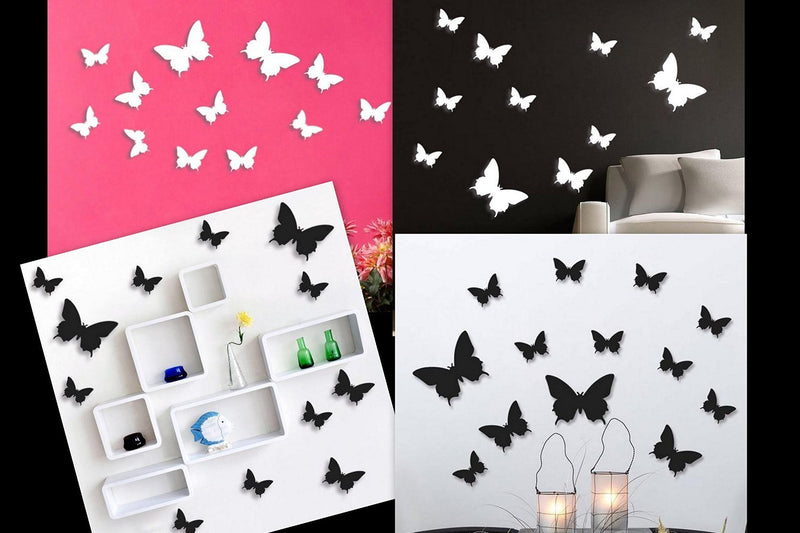 SYGA 12 Pcs 3D Decorative White Butterfly Wall Stickers