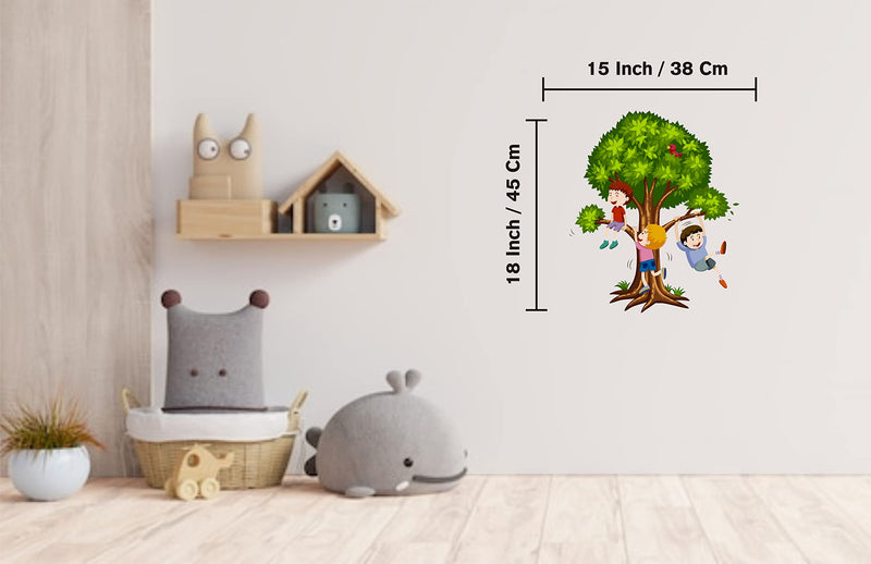 Design Decor Kids Playing PVC Viyal Wall Sticker 18x15_ Inch 38x45_ Cm