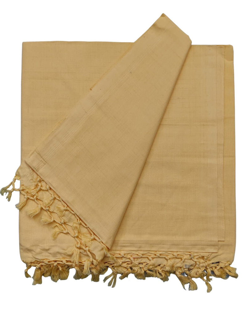 Arvore Bunkaar The Handloom Story 100% Desi Cotton 120 Count Soft Bhagalpuri Chadar/Summer Blanket/Khes/Top Sheet/AC Blanket in Queen Size- 255cm X 150cm (Dull Yellow)