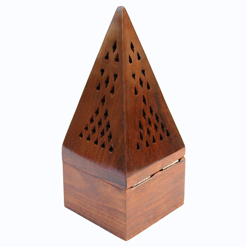 UWI CRAFTS Wooden Incense Holder 3 Inches with Storage Tray Handmade Dhoop Batti Stand- Handcrafted Ash Catcher for Aromatherapy, Meditation, and Home Decor