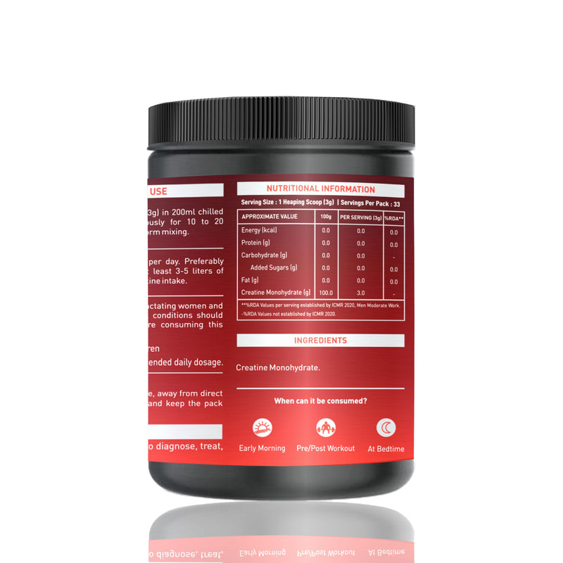 NAKPRO Micronized Creatine Monohydrate - JAR | Highest Grade, Fast Dissolving & Rapidly Absorbing Creatine helps Muscle Endurance & Recovery (100g, Unflavoured)