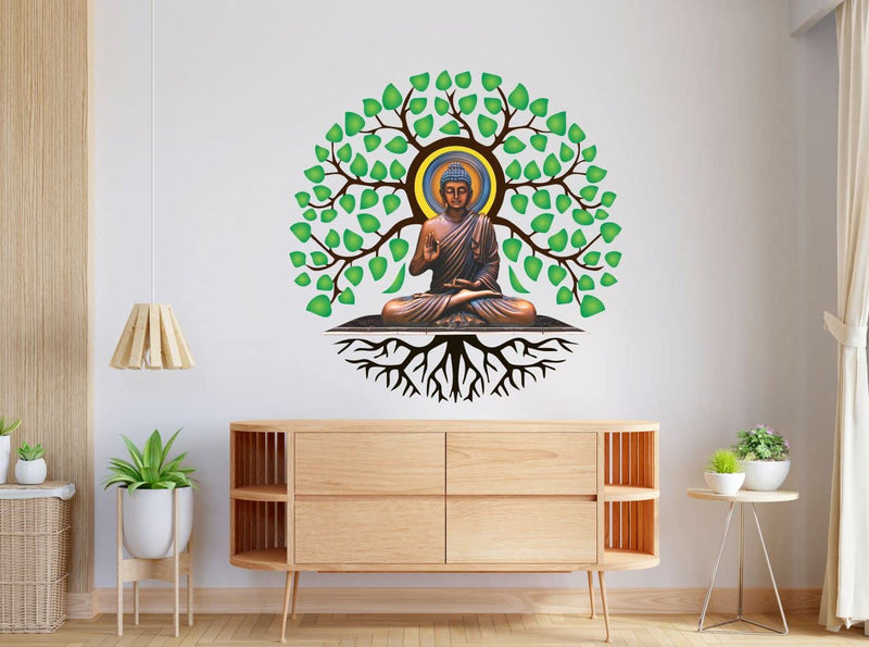 DivineDesigns Gautam Buddha Sadhana Under Tree Wall Sticker