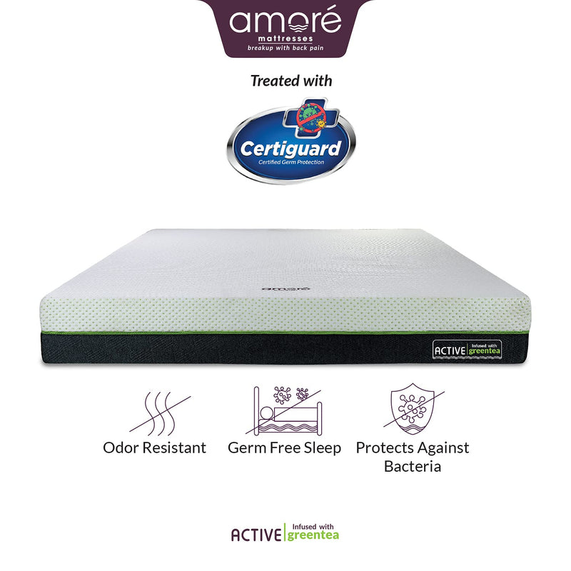 AMORE Active Orthopedic Memory Foam Mattress Infused with Green Tea Mattress75X48X8